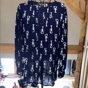 Studio West Navy Top with White Lobster Design